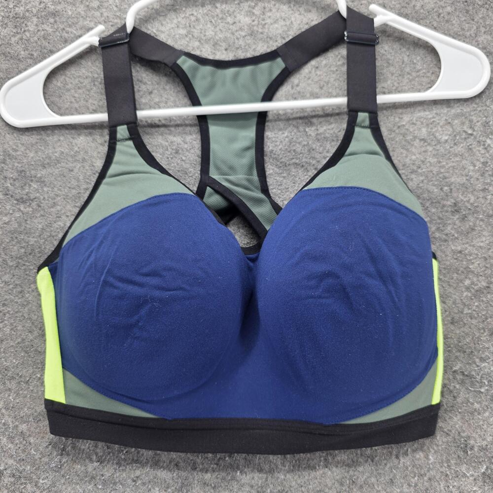 Victoria Sport Sports Bra Womens 34DDD Blue Molded Racerback Hook & Eye